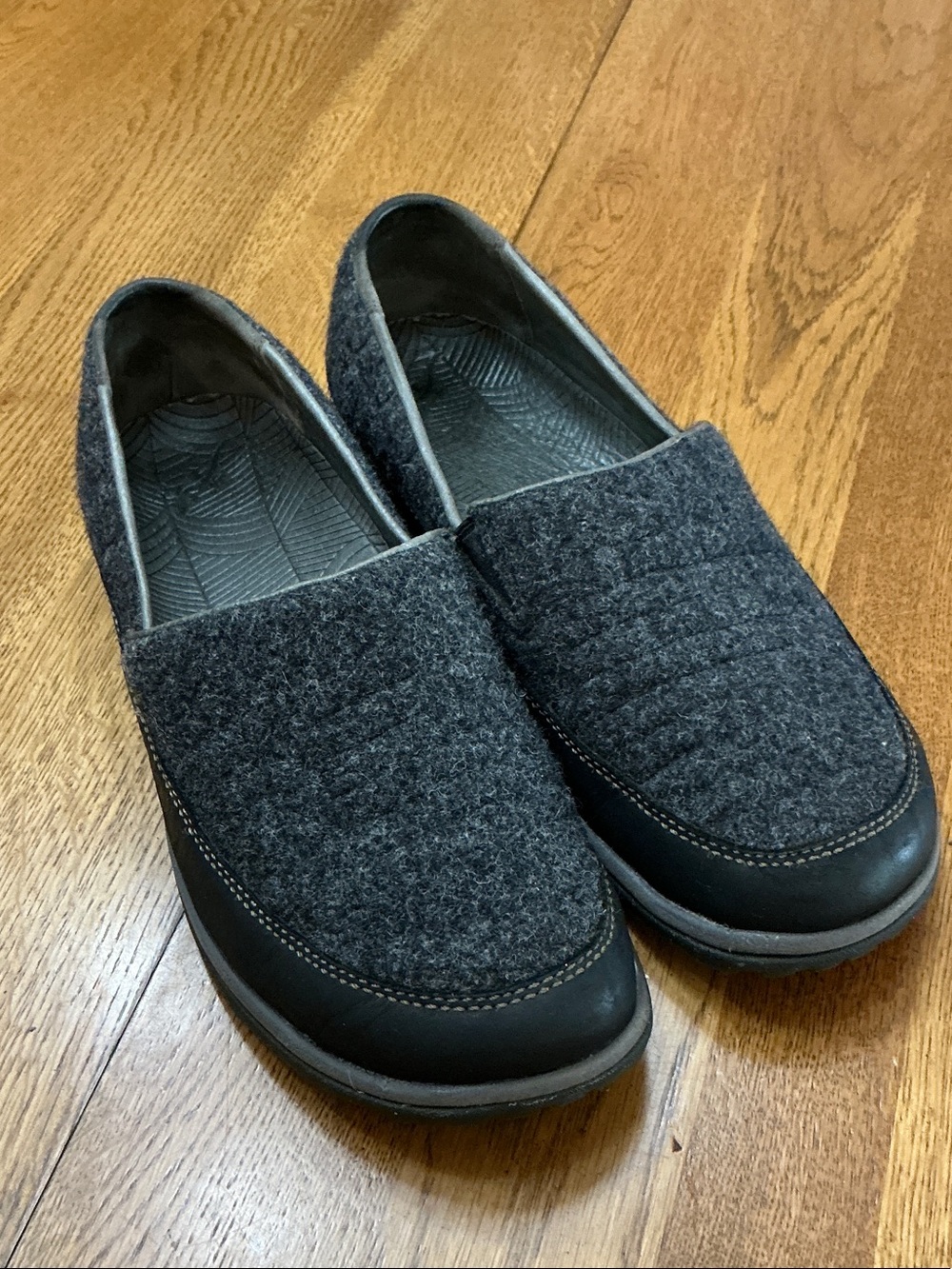 Woman’s Chaco grey boiled wool slip on shoe. Size 7. Arch support. Barely worn!